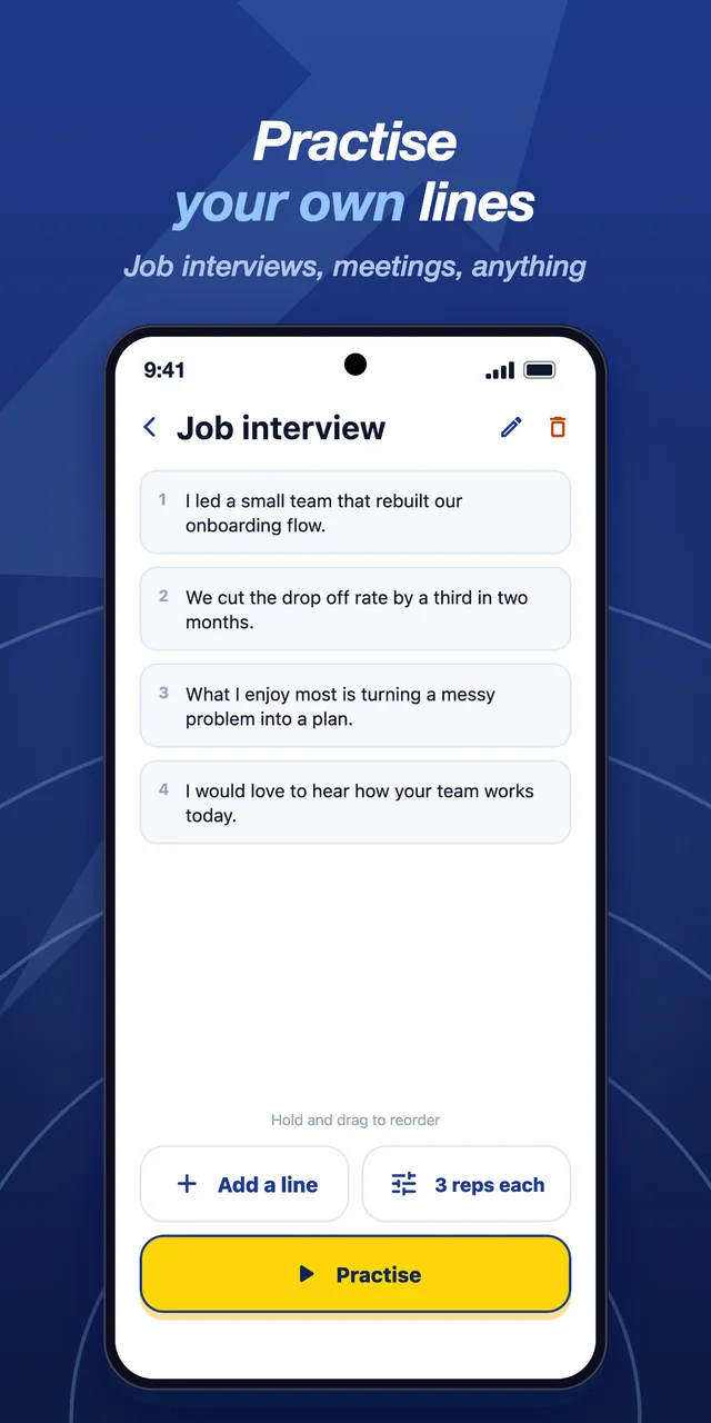 Practise your own lines for job interviews and meetings