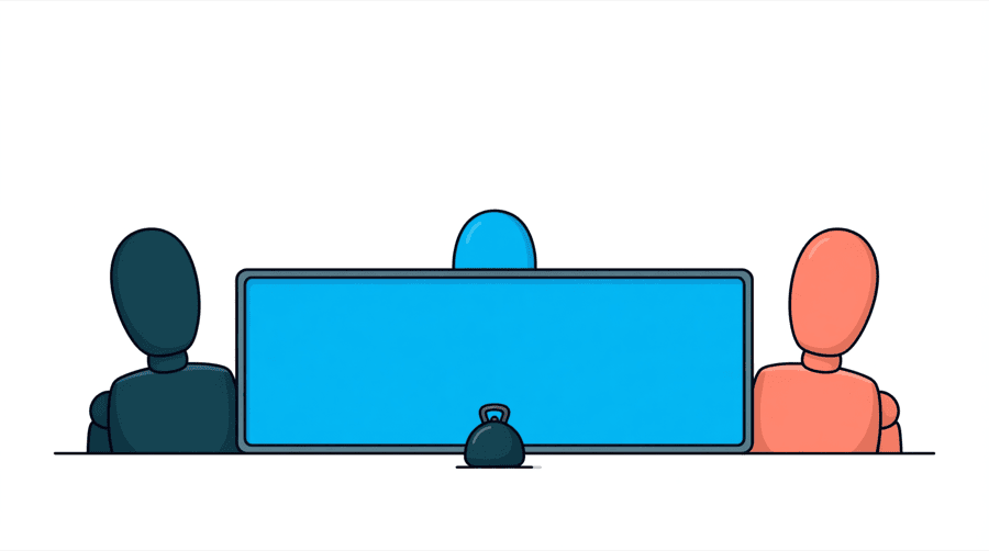 Illustration: a long signboard covered in lettering lying flat on the ground with a tiny weight resting on it