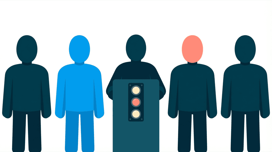 Illustration: a control panel showing three labelled status lights in a vertical column