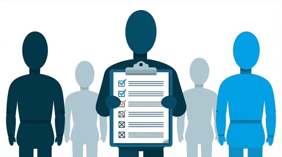 Illustration: a long checklist on a clipboard with some lines crossed out and other lines ticked