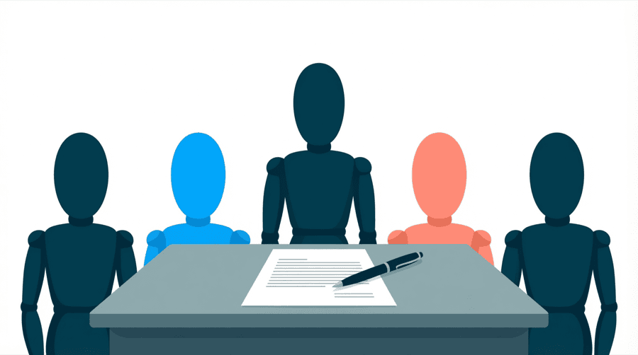 Illustration: a blank paper form on a desk with a pen resting across it