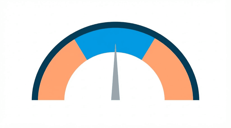 Illustration: a dial with a marked sweet spot in the middle and warning zones at both ends