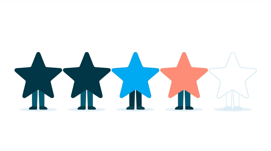 Illustration: a row of five large stars where four are filled in solid and the fifth is left as a pale outline