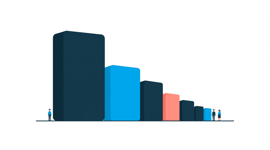 Illustration: a large pie chart with one wide filled slice and several thin pale slices beside it