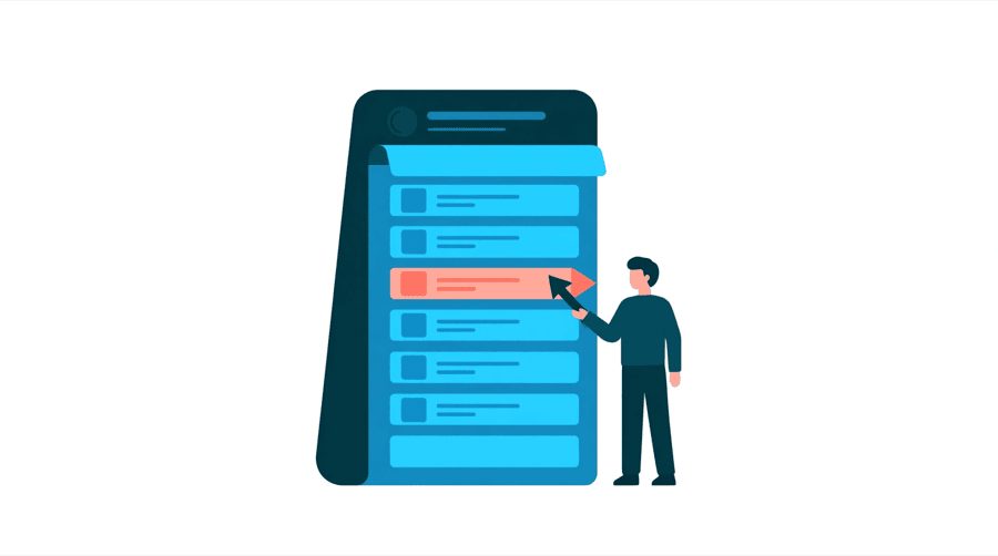 Illustration: a single dropdown menu open on a screen with one highlighted row and a large arrow pointing at it