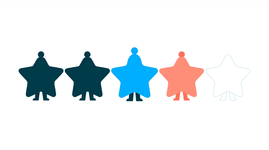 Illustration: a row of five large stars where four are filled in solid and the fifth is left as a pale outline