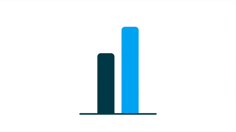 Illustration: two tall scoreboards standing side by side, each with its bright markers clustered at a different height