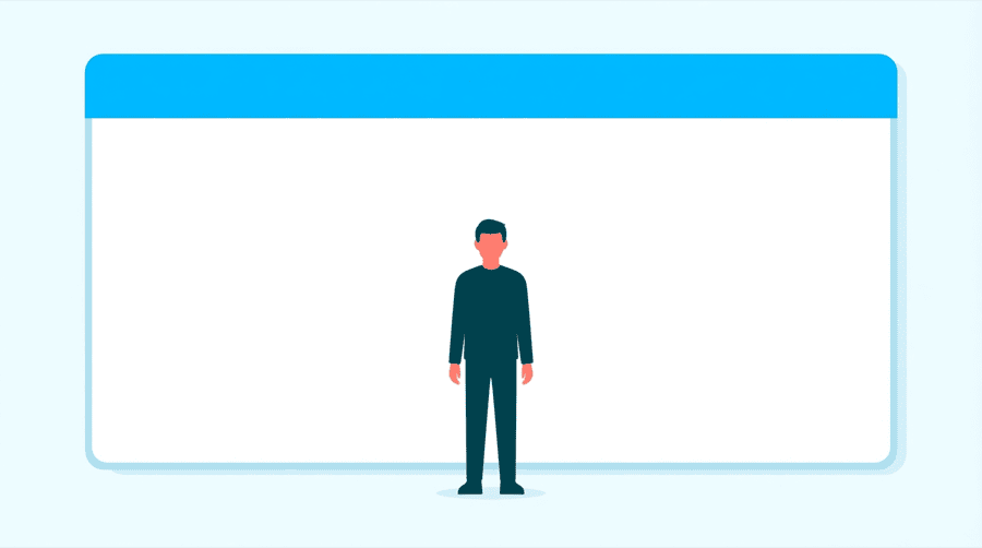 Illustration: one browser window whose top bar is filled bright while the rest of the window stays pale