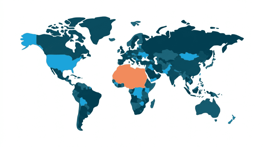 Illustration: a world map with one country weighted far heavier than the rest
