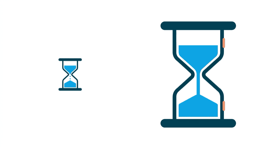 Illustration: a small hourglass beside a much larger hourglass