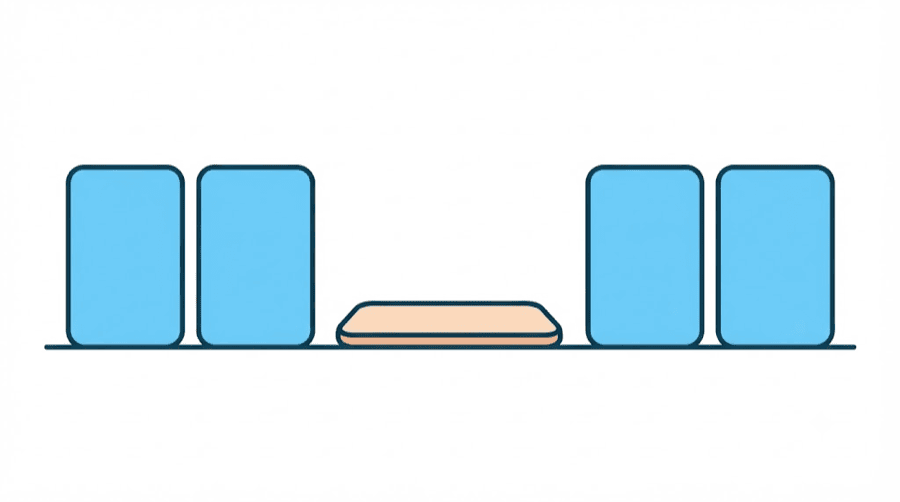Illustration: a row of rounded video frames where one has fallen flat while the frames either side of it stand upright and unaffected