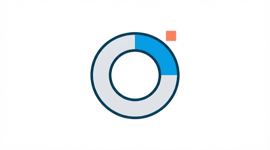 Illustration: a ring with roughly one quarter filled in bright blue and the remaining three quarters pale grey