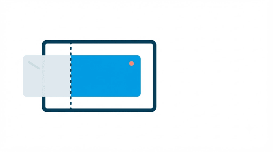Illustration: a screen frame with a banner only partly inside it, the portion outside the edge faded to pale grey