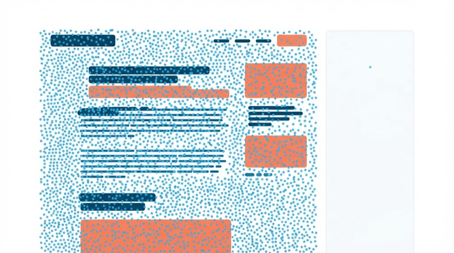 Illustration: a web page where the reading area is dense with gaze dots and the narrow right-hand column has almost none
