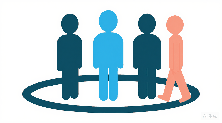 Illustration: three figures inside a ring of connected circles, with a new figure stepping into the ring