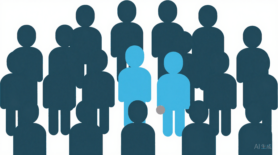 Illustration: a dense crowd of navy figures with two light blue figures among them, one holding a coin