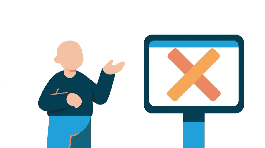 Illustration: a hand raised asking a question beside a crossed out demand sign