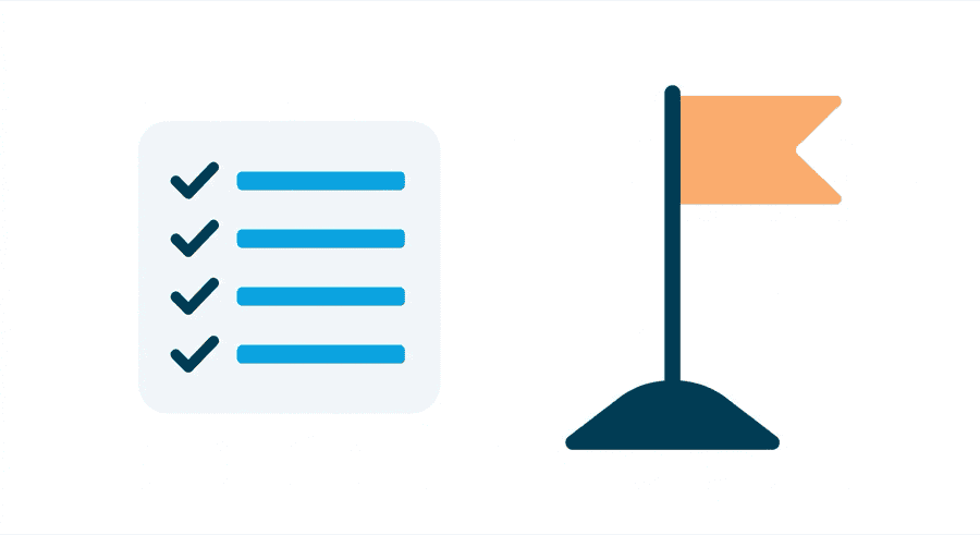 Illustration: a short checklist beside a single clear finish marker