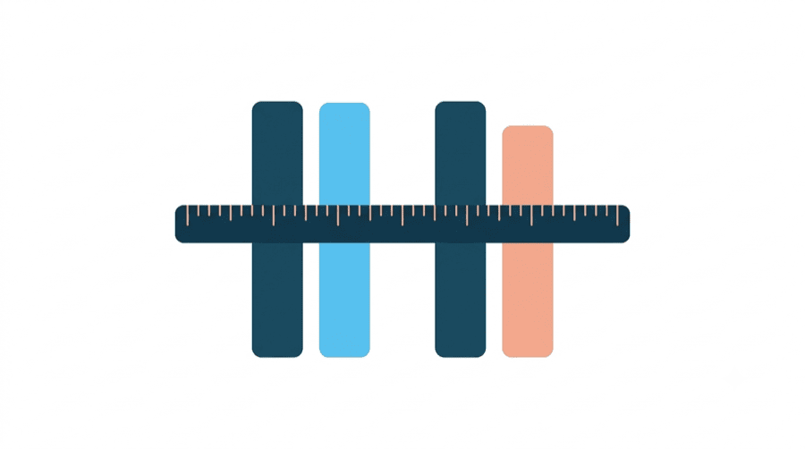 Illustration: four bars of almost equal height with a single ruler laid across all of them, showing both pairs measured by the same instrument
