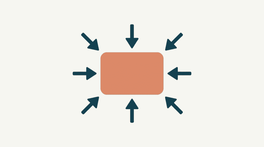 Illustration: a single clean post card at the centre with six short arrows pointing inward at it from all sides
