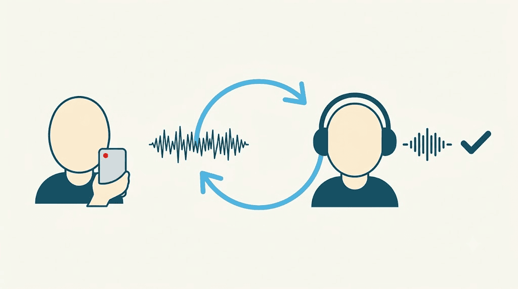 Illustration: recording an answer, then listening back to tighten it