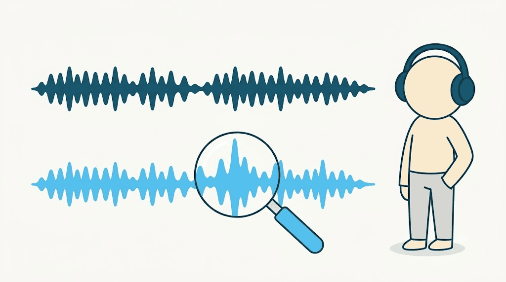 Illustration: comparing your recording to a native model under a magnifier