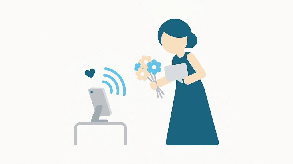 Illustration: rehearsing a maid of honour speech into a phone